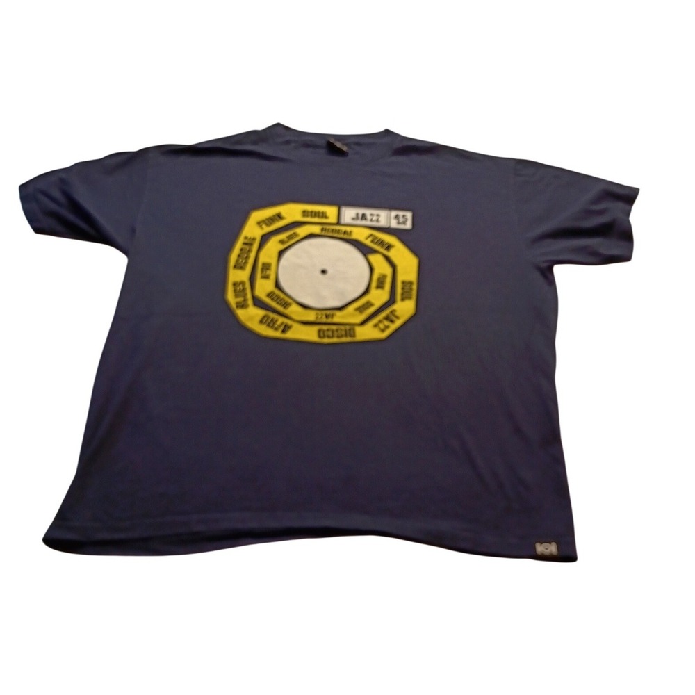 101 Apparel T-Shirt Men's Graphic Record Music Soul Jazz XL Navy Blue Tee
